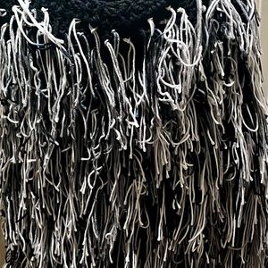 Black, white, grey shaggy jacket